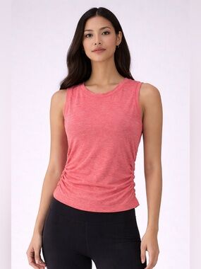 Lululemon Ruched Side Tank Top Coral Pink Sleeveless Athletic Top XS